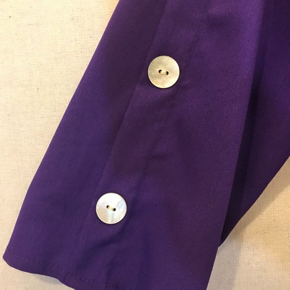 Women's Purple Blouse Top Shirt w/ Mother of Pearl buttons Size l/XL - Picture 2 of 5